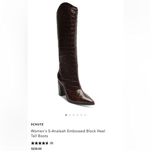 Shutz Analeah Snake Embossed Leather High Heel Boots ***(BLACK)***